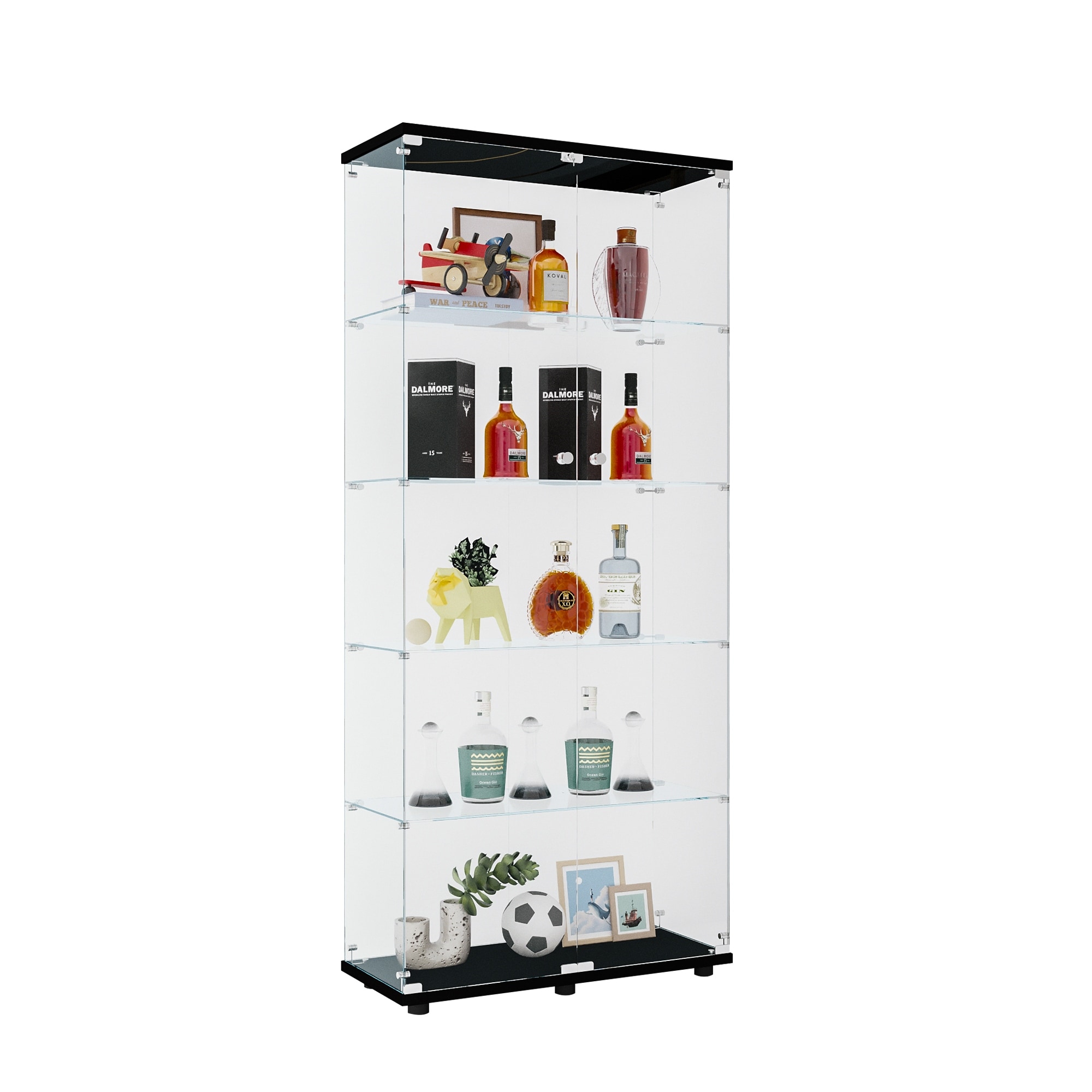 5-Tier Metal Storage Cabinet Glass Display Cabinet with Lockable Doors and  Adjustable Shelves - On Sale - Bed Bath & Beyond - 37164971