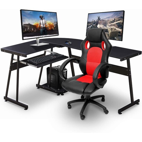 Shop Reversible Black Gaming Desk Corner Desk Modern L-Shaped Desk