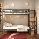 preview thumbnail 1 of 9, Full Over Full Metal Bunk Bed with Lateral Storage Ladder and Wardrobe Black
