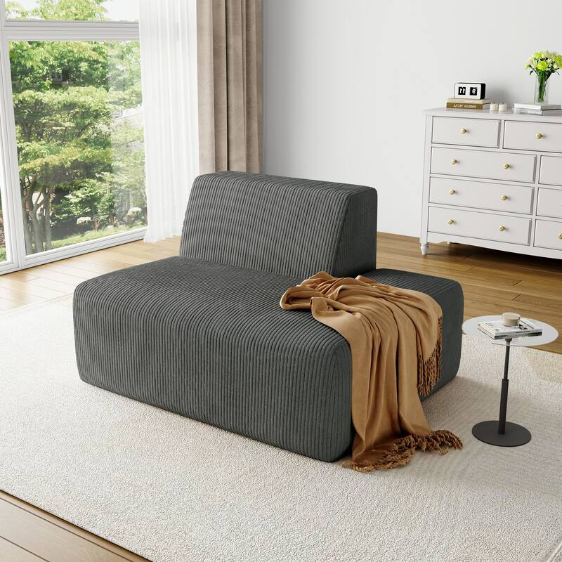 UIXE 50.7" W Soft Corduroy Sofa Chair Comfortable Lounge Chair For Indoor Space - 50.7" W x 31.8 H" 35.3 D" - Grey-L