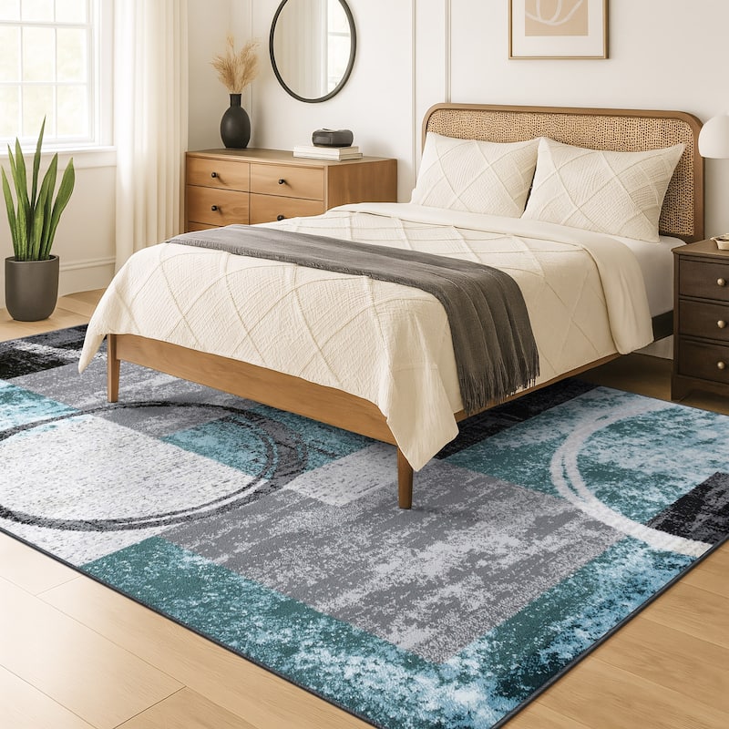 World Rug Gallery Abstract Polypropylene Machine-Made Circle Area Rug