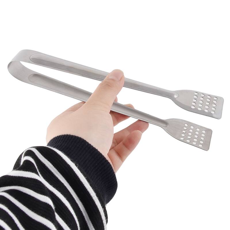 Household Bakery Metal Bread Salad Dessert Buffet Food Mixing Tong - Silver - 8.5" x 1.4" x 0.9"(L*W*T)