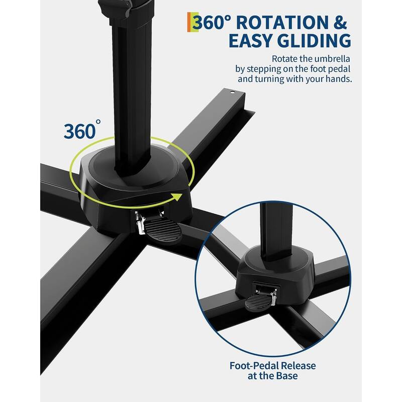 10FT Outdoor Cantilever Umbrella Patio Umbrella with 360-Degree Rotation
