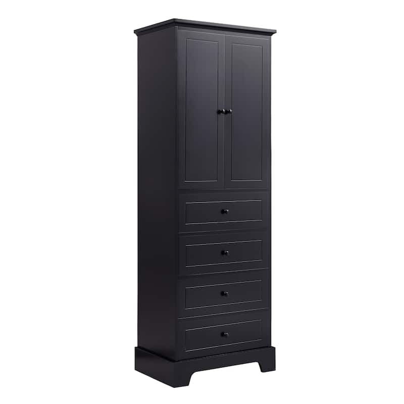 Storage Cabinet with 2 Doors and 4 Drawers for Bathroom Office