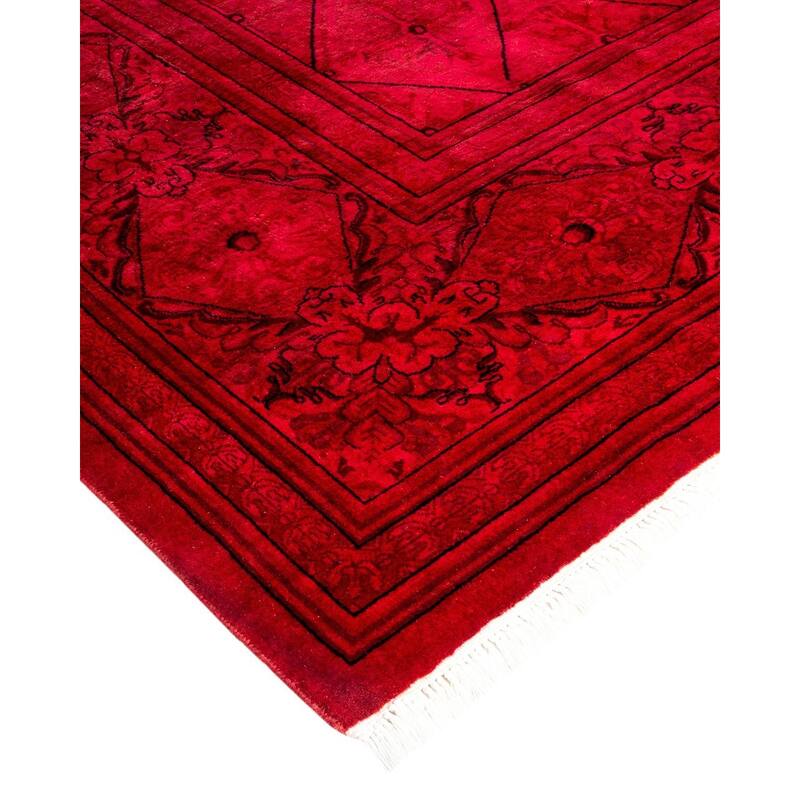 Overton Hand Knotted Wool Vintage Inspired Modern Contemporary Overdyed Pink Area Rug - 8' 2" x 9' 10"