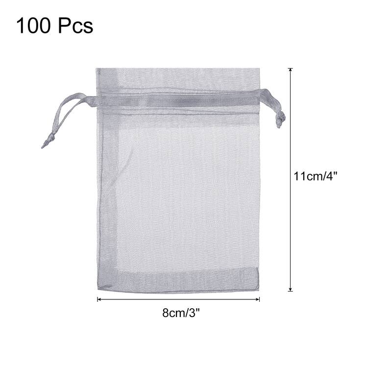 100pcs Organza Bags Drawstring Favor Pouches Sheer Mesh Bag for Party
