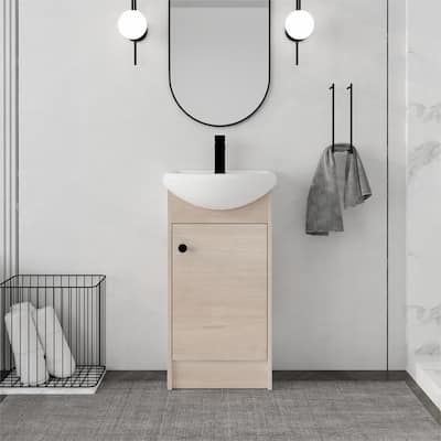 Bathroom Vanity With Sink In 18 Inch, Floating/Freestanding Bathroom Vanity With Soft Close Door