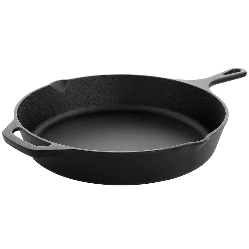 MegaChef 12 Inch Round Preseasoned Cast Iron Frying Pan in Black - 12 Inch
