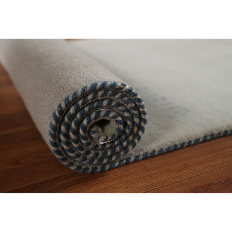 Tribal Gabbeh Wool Runner Rug Hand-knotted Hallway Gray Carpet - 2'6" x 7'10"