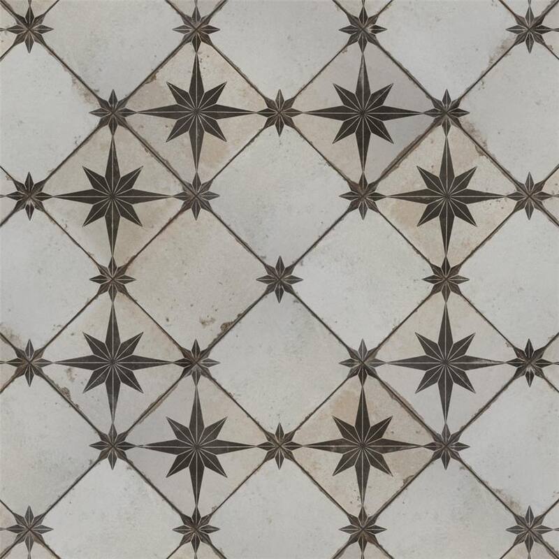 Merola Tile Kings Star Ara Nero 17-5/8" x 17-5/8" Ceramic Floor and Wall Tile