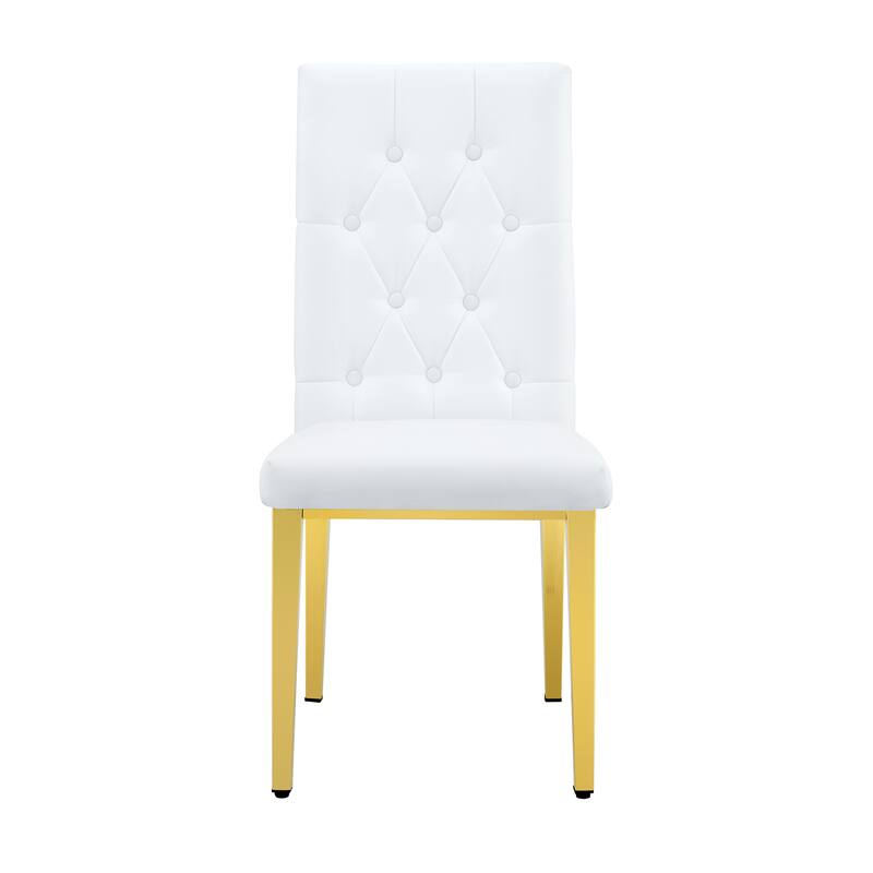 2 Piece PU Armless Dining Chair with Mesh High Back, Cushioned, Metal Legs for Dining Room Kitchen Dresser Living Room Bedroom