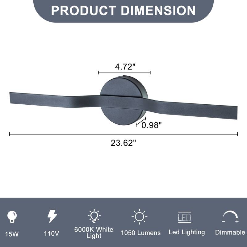 Modern Matte Black LED Wall Sconce with Linear Triac Dimmable Light