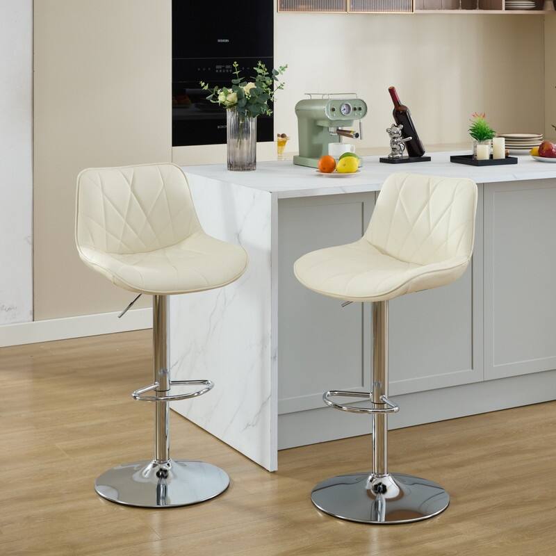 Adjustable Swivel Bar Stools Height Island Chairs with Back Set of 2