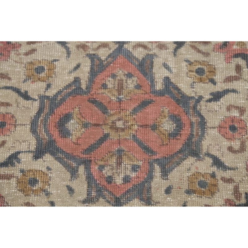 Blue Floral Tabriz Persian Antique Area Rug Hand-Knotted Wool Carpet - 9'6"x 12'10"