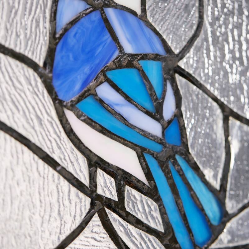 River of Goods 11"H John the Blue Jay Stained Glass Window Panel - 11" x 0.25" x 11"