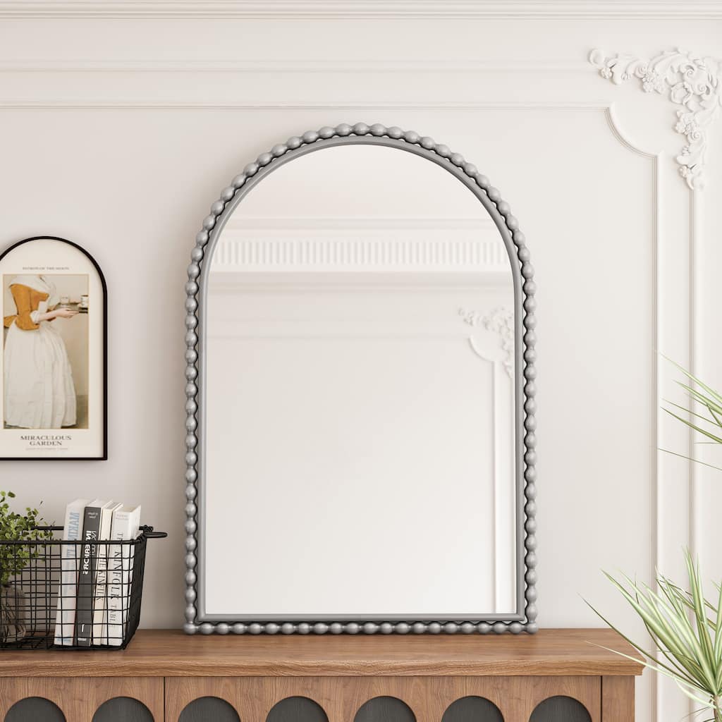 Iron Art Arch Vintage Vanity Mirror - Wall Hanging/Tabletop, Silver, Living Room - Silver