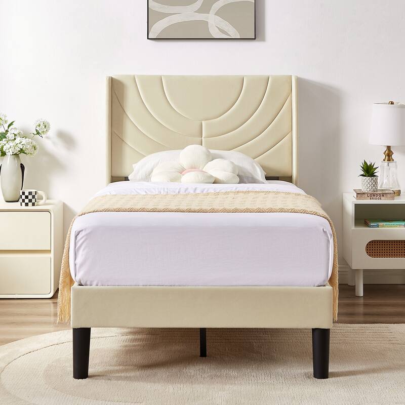 Bedroom Sets, 3-pieces Bedroom Set with Height Adjustable Upholstered Bed and Nightstands Set of 2-VECELO, 15 Style Options
