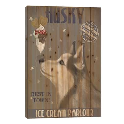 Husky Ice Cream Print On Wood by Fab Funky - Multi-Color