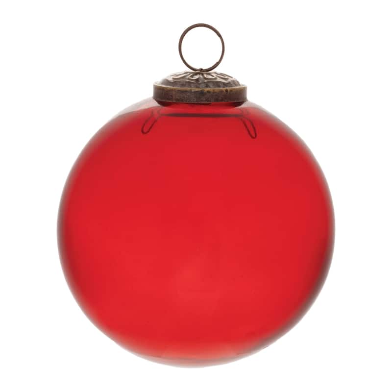 Solid Glass Christmas Ball Ornaments - 4" (102mm) - Red - 12ct