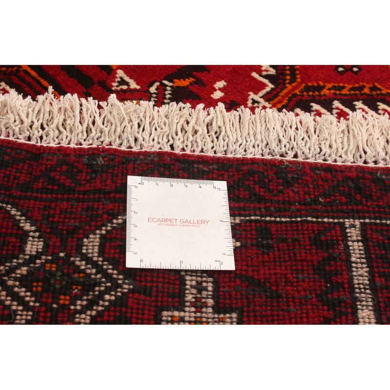 Hand-knotted Authentic Turkish Red Wool Rug - 3'11" x 7'1"/3'11 x 7'1
