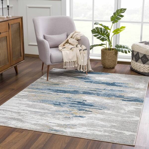 slide 2 of 39, Hauteloom Liverpool Living Room, Bedroom Area Rug - Contemporary - Colorful - 5'3" x 7' 2' x 3' - Blue, Grey, Off White