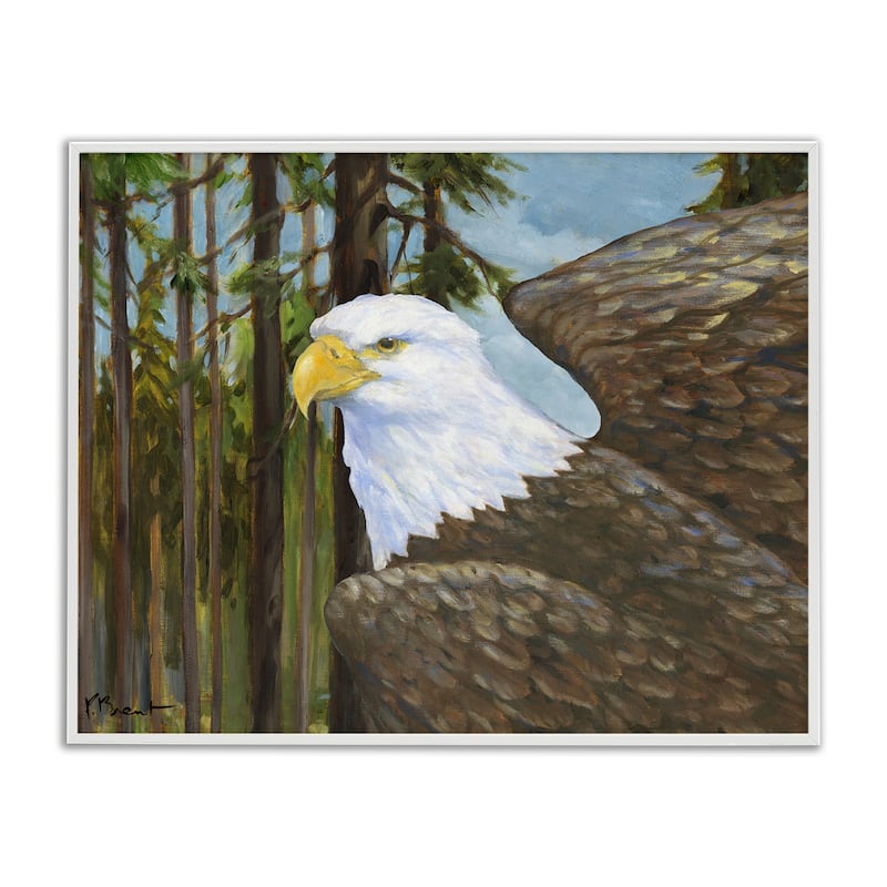 Stupell Woodland Eagle's View Framed Giclee Art Design By Paul Brent - 30 x 24 - White