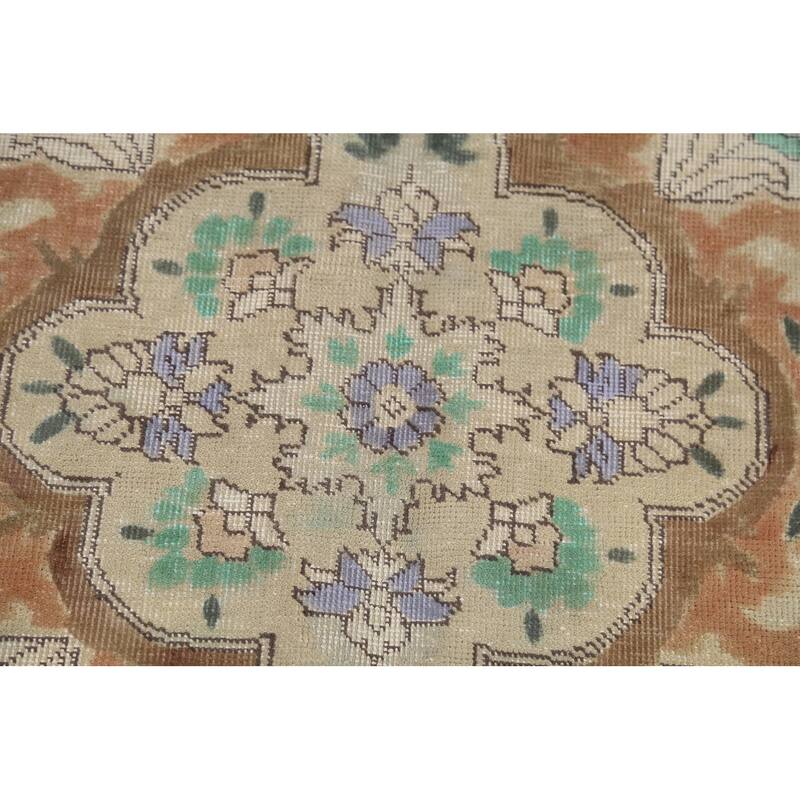 Blue Tabriz Persian Vintage Rug Hand-Knotted Wool Carpet - 9'6"x 12'9"