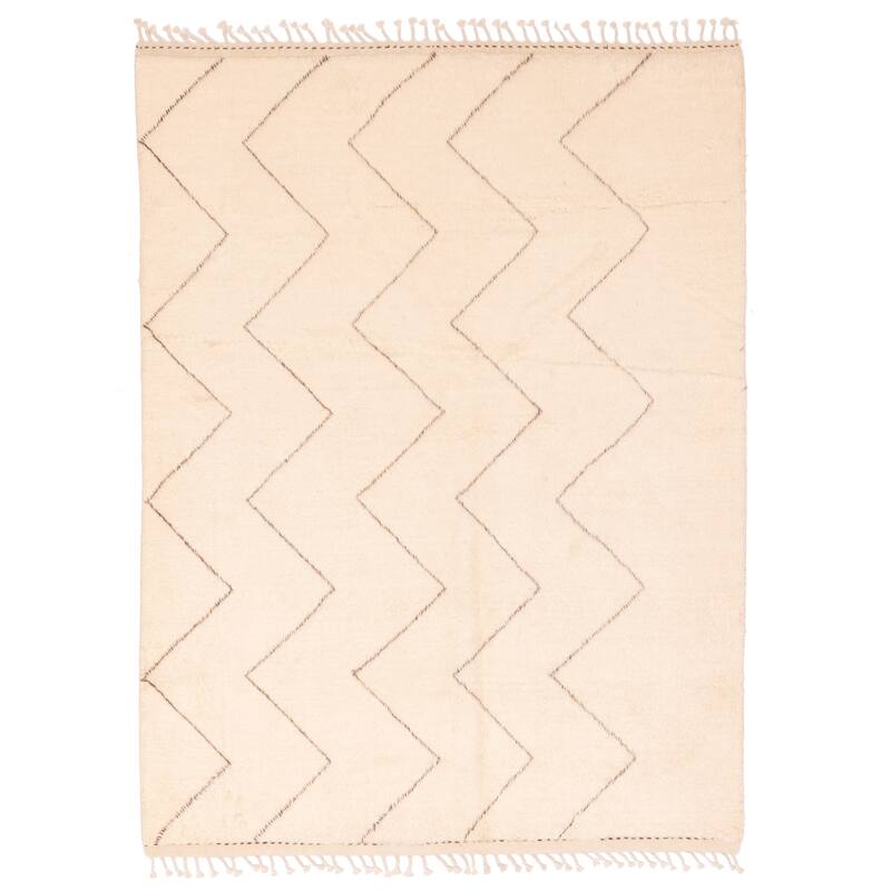 ECARPETGALLERY Hand-knotted Pak Finest Marrakesh Cream Wool Rug - 5'1 x 6'8