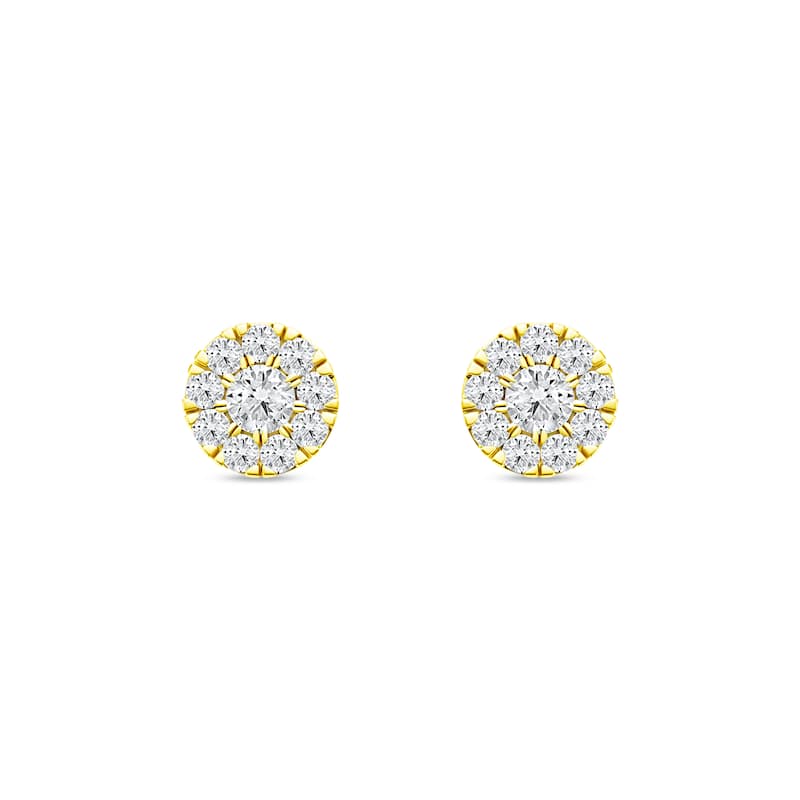 1/3ct TDW Diamond Cluster Heart Stud Earrings in 10K Yellow Gold for Women