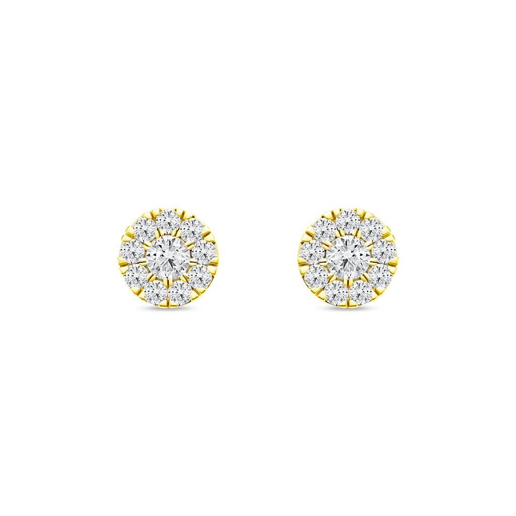 1/3ct TDW Diamond Cluster Heart Stud Earrings in 10K Yellow Gold for Women
