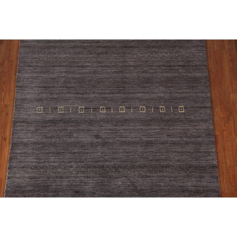 Charcoal Gabbeh Indian Area Rug Handmade Wool Carpet - 4'11"x 7'10"