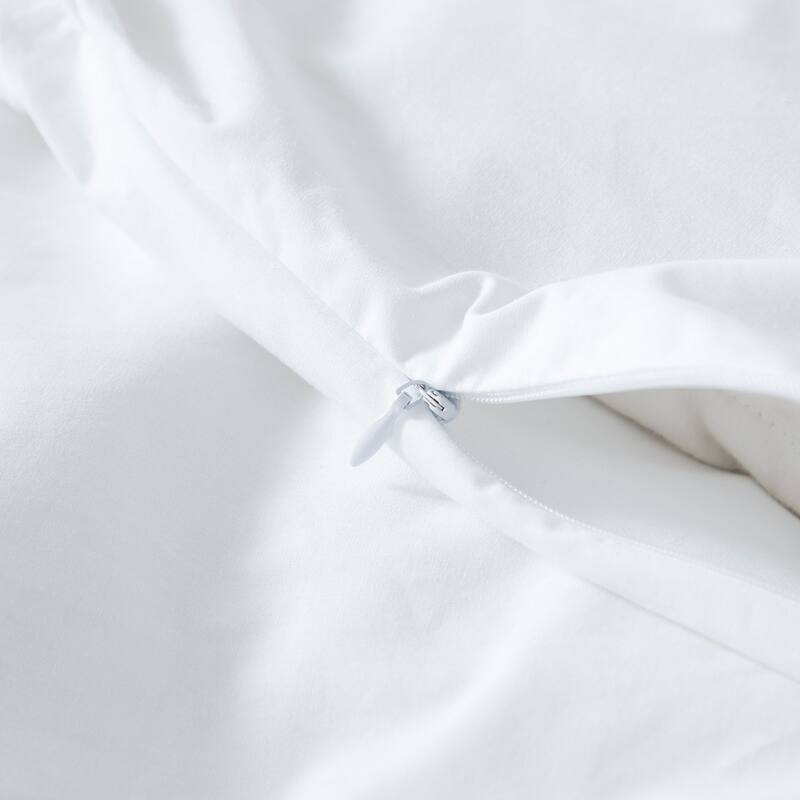 Wholelinens Cotton Percale Hotel Duvet Cover Set, Geo Embroidery