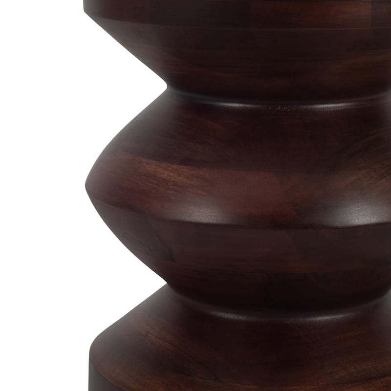 Sagebrook Home Modern Mango Wood Accent Table with Sculptural Design Wood - 13" x 13" x 18"