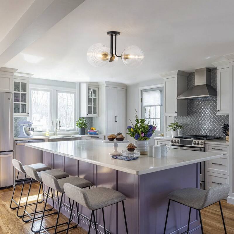 3 - Light 22'' Modern Sputnik Globe Glass Semi Flush Mount Light