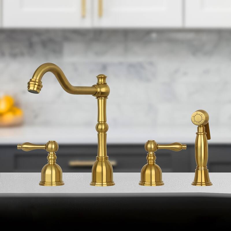 Two-Handles Widespread Kitchen Faucet with Side Sprayer