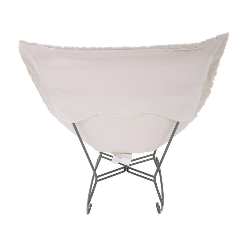 Allan Andrews Scroll Puff Rocker with Titanium Frame, Angora Collection