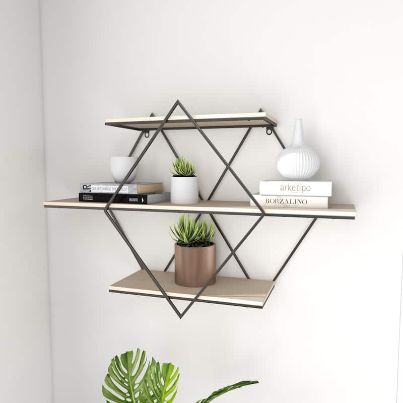 Wooden 3 Shelf Wall Shelf - Brown - Roche River Decor