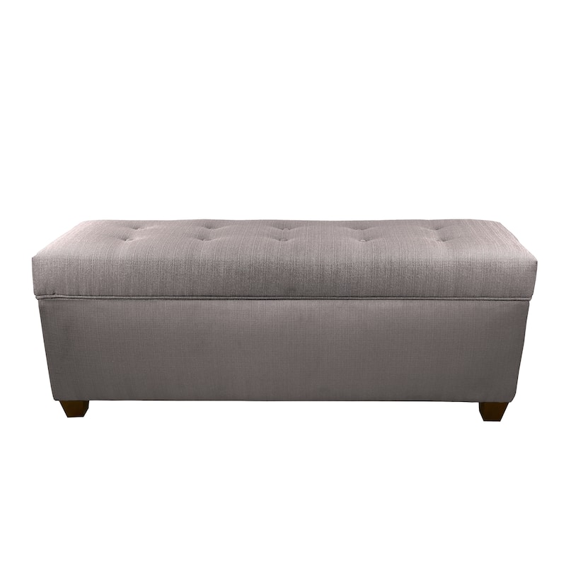 Sole Secret Button Tufted Linen Storage Bench - red-grey