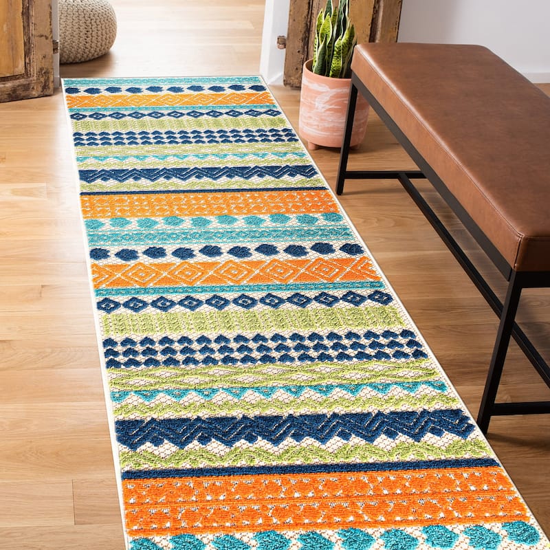 Ronda Contemporary Bohemian Indoor/Outdoor Area Rug - 2'x7' Runner
