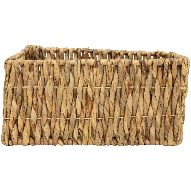 Set of 3 Brown Water Hyacinth Woven Storage Baskets With Built-in Handles 15.75" - 11.75