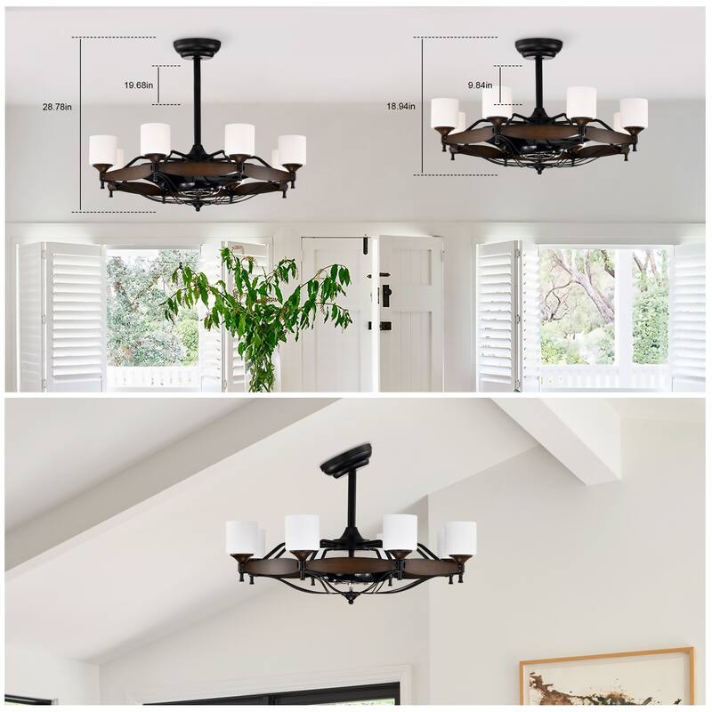 Classic Ceiling Fan Light with Lighting and 6 Speed Settings, Reversible DC Motor for Bedroom and Living Room
