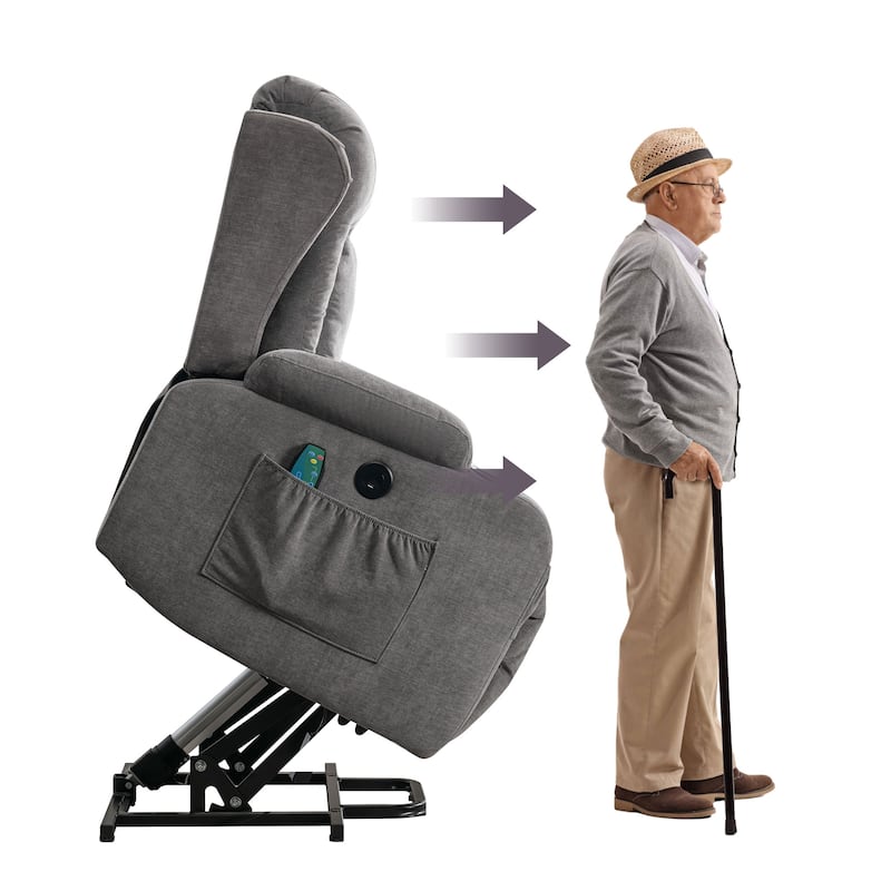 Power Lift Recliners for Elderly with Heat and Massage Recliner Chair with Infinite Position and Side Pocket,USB Charge Port