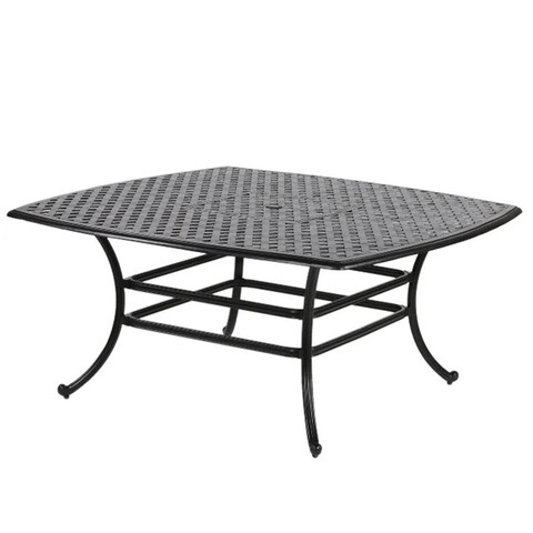 64" Square Outdoor Cast Aluminum Dining Table in Dark Lava Bronze