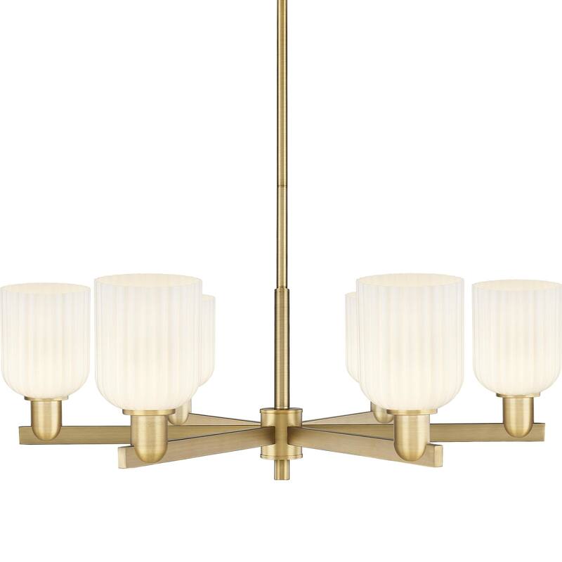 Innovations Lighting 716-6CR-11-35 Bridal Veil Chandelier Bridal Veil - Brushed Brass / Gloss White