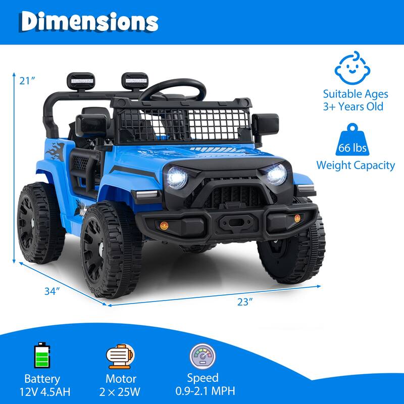 Gymax Kids Ride on Car Truck 12V Battery Powered Electric Vehicle w/