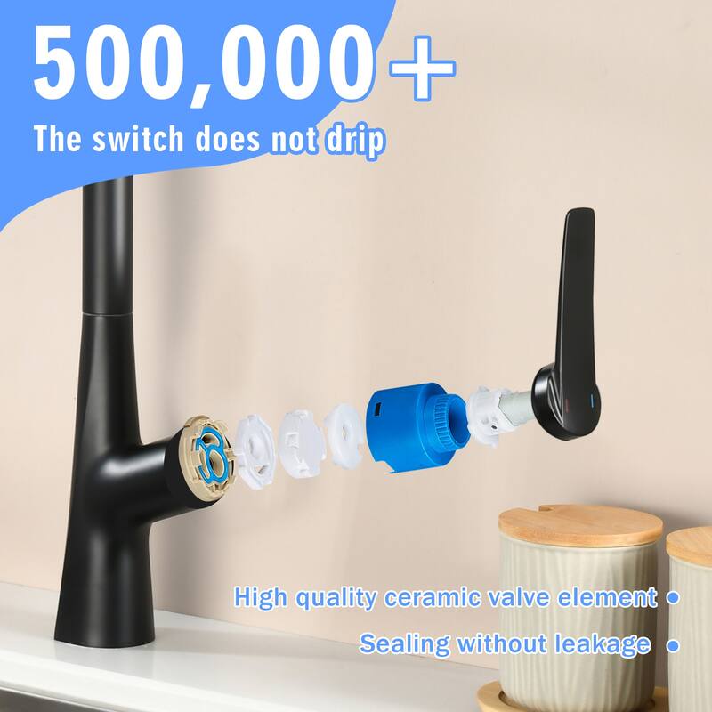 Professional Kitchen Faucet - 3 Function 360 Sprayer, One Touch Switching & Fast Connect​