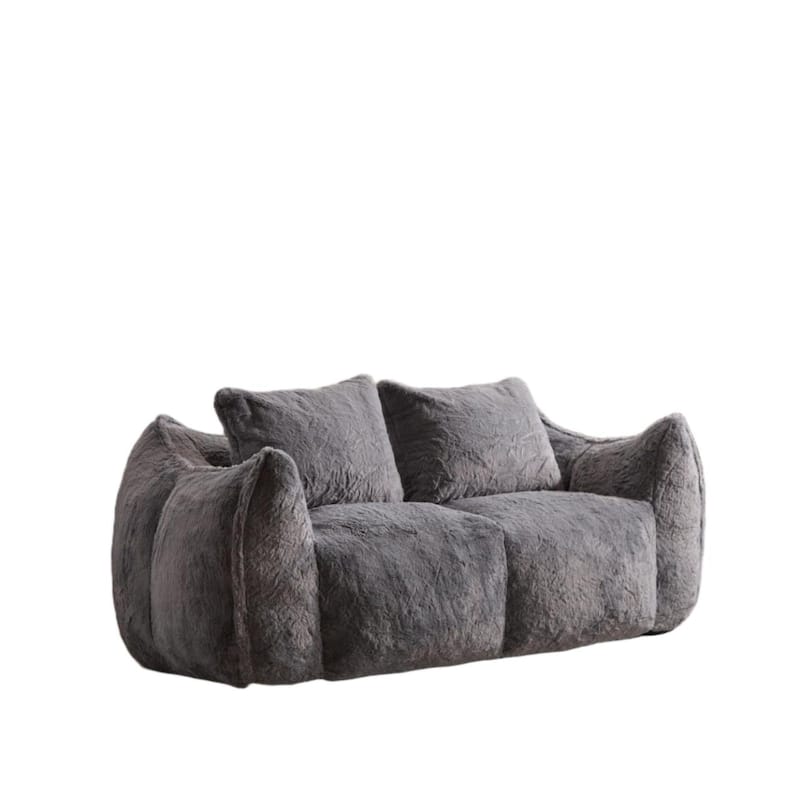 Giant Lazy Bean Bag Couch Chair Ultra Soft Fluffy Loveseat Sofa Chaise Lounge Indoor Cozy Faux Fur Reading Chair with Pillows