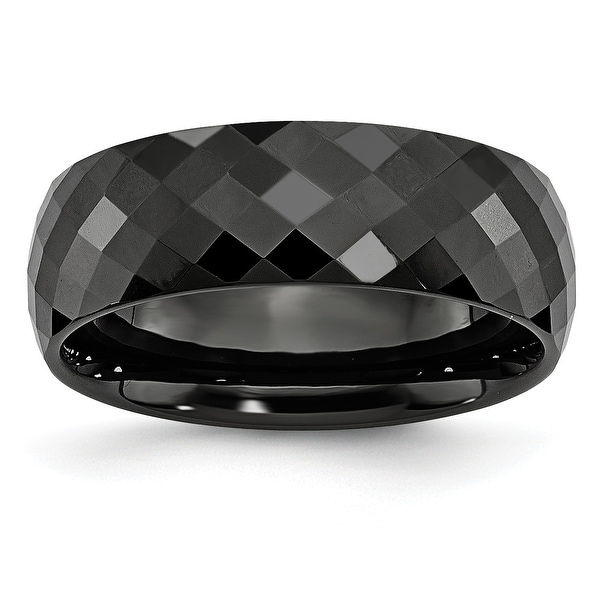 Chisel Black Ceramic Faceted Comfort Fit 7.5mm Polished Band. Opens flyout.