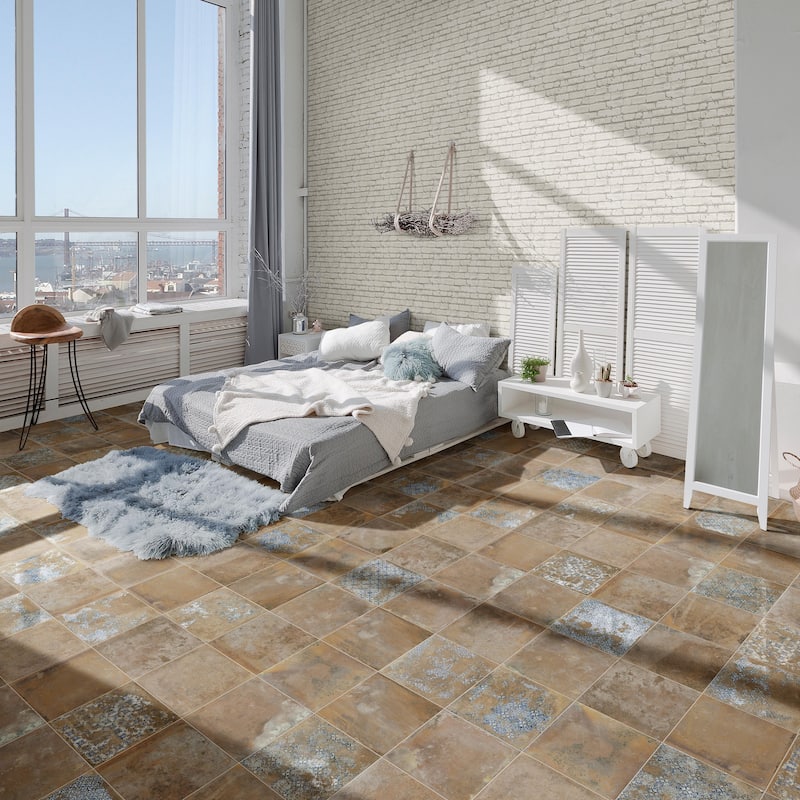 Merola Tile Antigua Deco Terra 13" x 13" Porcelain Floor and Wall Tile