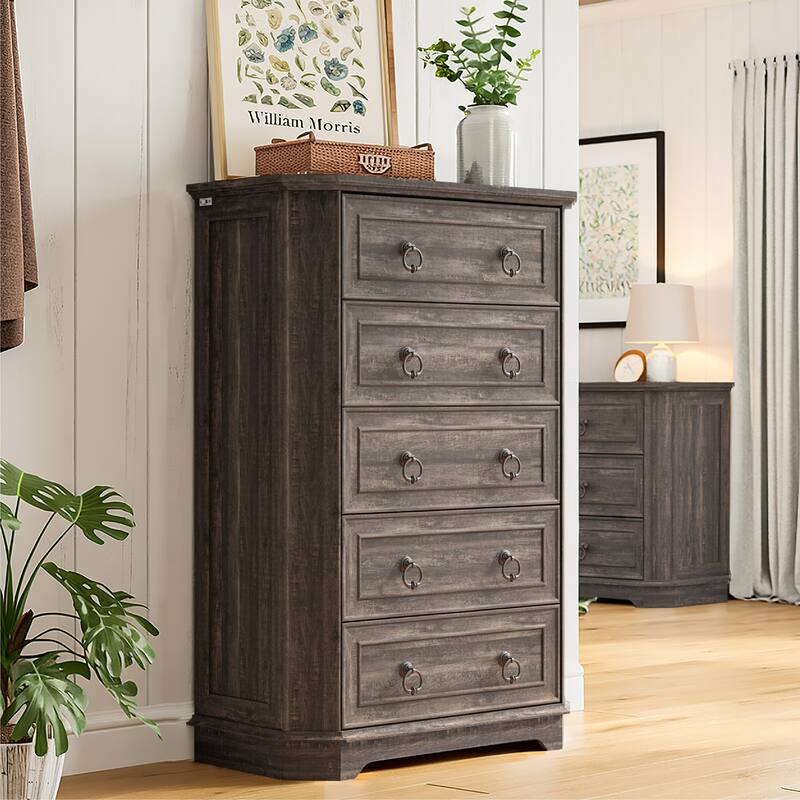 Farmhouse Wooden Dresser with Charging Station